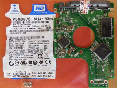 Western Digital Blue WD1600BEVS-08VAT2 PCB Controller Elektronik Platine* FE237