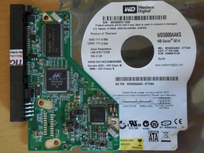 Western Digital Caviar WD5000AAKS-07YGA0 PCB Controller Elektronik Platine*FE269