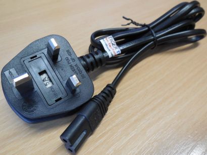 Strom Netz Reise Kabel England UK BS1363 Euro 8 C7 Doppelnute ca. 1,5m 5A*pz1029