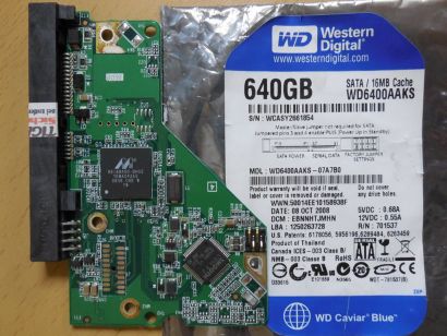 Western Digital Caviar WD6400AAKS-07A7B0 PCB Controller Elektronik Platine*FE292