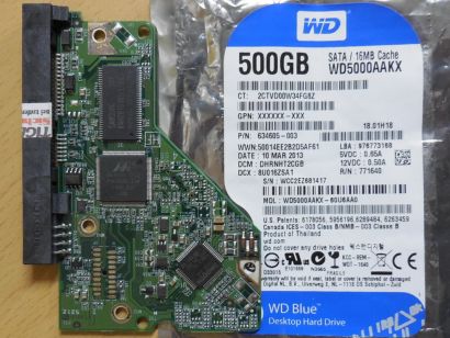 Western Digital Blue WD5000AAKX-60U6AA0 PCB Controller Elektronik Platine*FE293