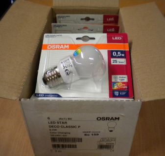 6x Osram LED STAR DECO CLASSIC P E27 Color change Farbwechsel LED 0,5W *so159