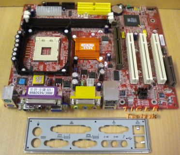 MSI MS-7005 Ver. 1 Mainboard Sockel 478 AGP PCI CNR VGA LAN + Blende* m339