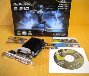 Captiva NVIDIA GeForce G210 Passiv Leise DDR3 1GB PCI-Ex16 VGA DVI HDMI* g200