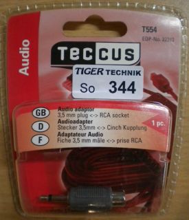 Teccus by Vivanco Audio Adapter Mono Klinke Stecker 3,5mm - Cinch Buchse *so344