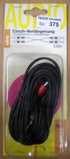 BigBalloon Cinch Kabel Verlängerung 5m 2x Cinch Stecker - 2x Cinch Buchse *so375