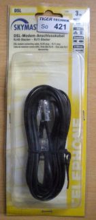 Skymaster Telefon DSL Modem Kabel Modular 3m RJ11 Stecker - RJ45 Stecker * so421