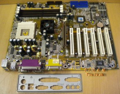 Enmic 8TCX2+ Rev2.0 Mainboard +Blende Sockel A 462 VIA KT266A PCI Audio DDR*m565