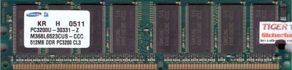Samsung M368L6523CUS-CCC PC-3200 512MB DDR1 400MHz CL3 Arbeitsspeicher RAM* r67