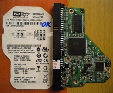 WD Caviar WD3200AAJB-56WGA0 IDE 320GB PCB Controller-Elektronik Platine* fe51