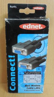 ednet RS 232 Verbindungskabel Null Modem Cable 1,8m 9-pol D-Sub Kabel* so561