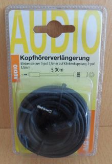 BigBalloon 5m Kopfhörer Klinke Verlängerung 3,5mm Stecker Kupplung stereo* so637