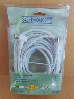 Schwaiger Antennen Empfänger Anschluss Kabel 10m Koax Stecker Winkelbuchse*so655