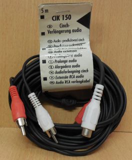 Schwaiger Cinch Verlängerung 5m Stereo 2x Cinch Stecker 2x Cinch Kupplung* so710