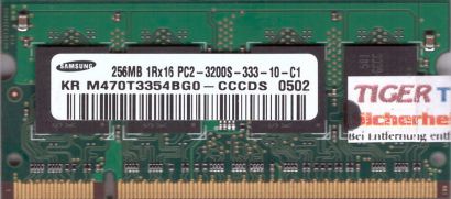 Samsung M470T3354BG0-CCCDS PC2-3200 256MB DDR2 400MHz SODIMM RAM* lr67