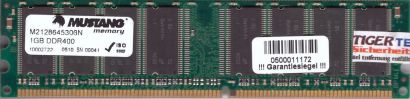 Mustang M2128645306N PC-3200 1GB DDR1 400MHz Arbeitsspeicher RAM* r679