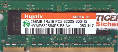 Hynix HYMP532S64P6-E3 AA PC2-3200 256MB DDR2 400MHz SODIMM RAM* lr107