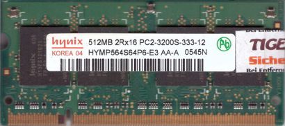 Hynix HYMP564S64P6-E3 AA-A PC2-3200 512MB DDR2 400MHz SODIMM RAM* lr132