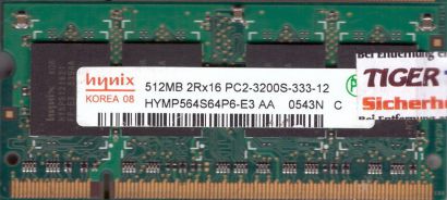 Hynix HYMP564S64P6-E3 AA PC2-3200 512MB DDR2 400MHz SODIMM RAM* lr136