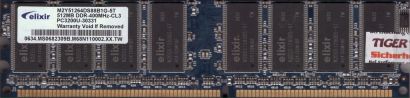 Elixir M2Y51264DS88B1G-5T PC-3200 512MB DDR1 400MHz CL3 Arbeitsspeicher RAM*r781