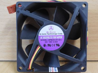 Bi-Sonic SP802512H-03 Gehäuse Lüfter schwarz 80mm 12V FAN 3-pin Cooler* GL155