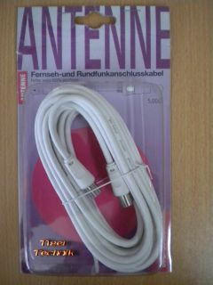 BigBalloon TV/Radio Antennenkabel weiß Koax Stecker Koax Kupplung 5m 75Ohm*so276