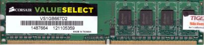 Corsair ValueSelect VS1GB667D2 PC2-5300 1GB DDR2 667MHz Arbeitsspeicher RAM*r223
