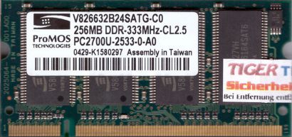 Promos V826632B24SATG-C0 PC-2700 256MB DDR1 333MHz SODIMM Arbeitsspeicher* lr42