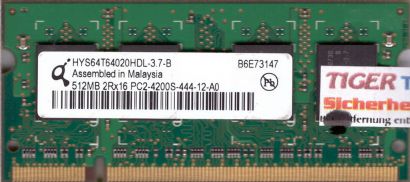 Qimonda HYS64T64020HDL-3.7-B PC2-4200 512MB DDR2 533MHz SODIMM RAM* lr45